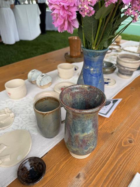Pottery pieces at charity sale